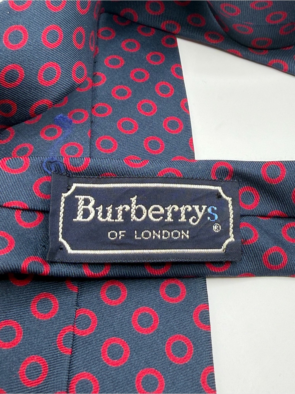 Burberry Navy Tie with Red Circle Pattern